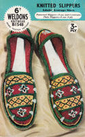 vintage weldons b1548 fair isle knitting pattern for ladies slippers 1940s