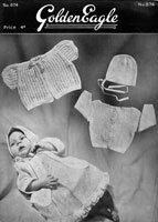 vintage golden eagle baby knitting pattern for matinees and bonnet set 1940s