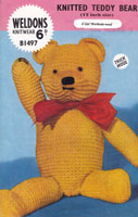 vintage large teddy bear knitting pattern 1950s