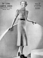 vintage ladies dress knitting pattern from 1930s