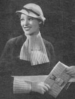 vintage ladies hat, bag and scarf set from 1935