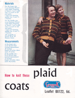 Great vintage ladies and child's cardigan knitting pattern to resemble plaid
