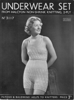 vintage ladies underwear set knickers and vest knitting pattern from 1930s