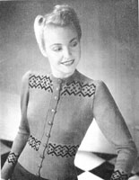 vintage ladies jacket knitting pattern in fair isle 1940s