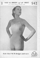ladies vest and briefs knitting pattern 1950s