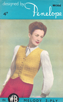 vintage ladies waistcaot knitting pattern 1940s