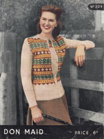 vintage ladies fair isle ladies cadigan knitting pattern 1950s