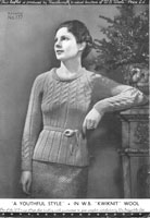 vintage ladies belted jumper with low neck line 1930s briggs 177