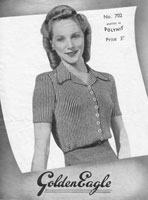 vintage ladies candy stripe shirt knitting pattern from wartime 1940s golden eagle 702