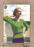 vintage ladies penelope M1517 knitting pattern fro jumper from late 1940s