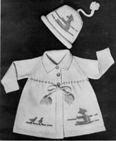 vintage knitting pattern for pramset with chicken teddy motifs 1940s
