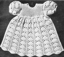 vintage knitting pattern for baby dress in shell pattern 1940s