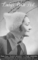 vintage knitting pattern ladies pixie hood in angora 1940s