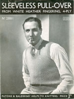 vintage knitting pattern for mens sleevless pullover