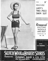 vintage ladies bathing costume from 1940s