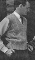 vintage man's v neck slipover knittingpattern from 1940