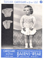 vintage baby nd toddler cardigan knitting pattern from 1940s