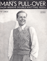 vintage mens slipover tank top knitting pattern from 1930s