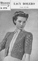 vintage ladies weldons376  vintage bolero knitting pattern 1940s