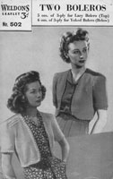 vintage weldons 502 ladies vintage bolero knitting pattern 1940s