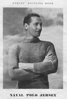 vintage naval polo neck pullover knitting pattern 1940s