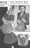 string shopping bag knitting pattern form 1940s