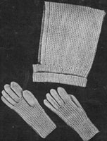 vintage 1930s knitting pattern for girls hood and gloves