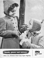 vintage girls hoods knitting pattern from 1940s