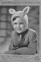 vintage patons bunny ear helmet for child 1940s knitting pattern