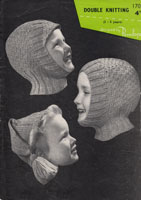 vintage boys and girls knitting pattern fro hats from 1940s