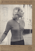 vintage ladies twinset knitting pattern from 1950s