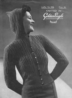 vintage ladies hooded cardigan knitting pattern 1940s