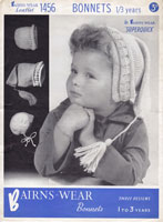 vintage baby bonnets kniting pattern 1940s