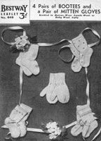 vintage baby bootees knitting pattern babies bootees mittend 1940s 