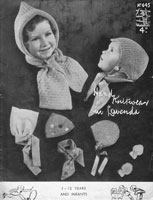 vintage lavenda knitting pattern baby child bonnets pixie hood elf cap knitting pattern 1940s