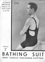 vintage mens 1920s swimming bathing costume knitting patteren