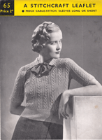 vintage ladies jumper knitting pattern from 1920s