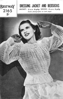 vintage pretty bed jacket knitting pattern from 1940s