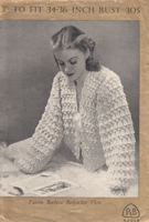 vintage ladies bed jacket knitting pattern from 1950s