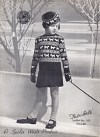 vintage girls dog motif jumper beret 1940s knitting pattern