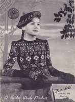 vintage fair isle girls beret and jumper set 1930s