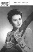 vintage ladies fair isle glove knitting pattern bestway617 1940s