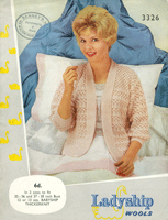 Very pretty vintage bed jacket knitting pattern knitted in thicker knit to fit 35-38 inch bust