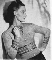 vintage knitting pattern for fair isle trimmed cardigan