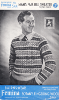 vintage mens fair isle jumper knitting pattern from 1930s