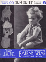 vintage knitting pattern for babies sun suit swim suit 1930s
