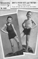 vintage knitting pattern for boys swim siut 1940s