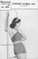 vintage knitting pattern for swim suit 1940s
