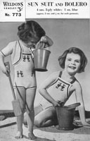 vintage knitting pattern childs sun suit swim suit beach wear 1940s