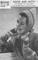 vintage ladies fair isle hood and mittens bestway 968 1940s